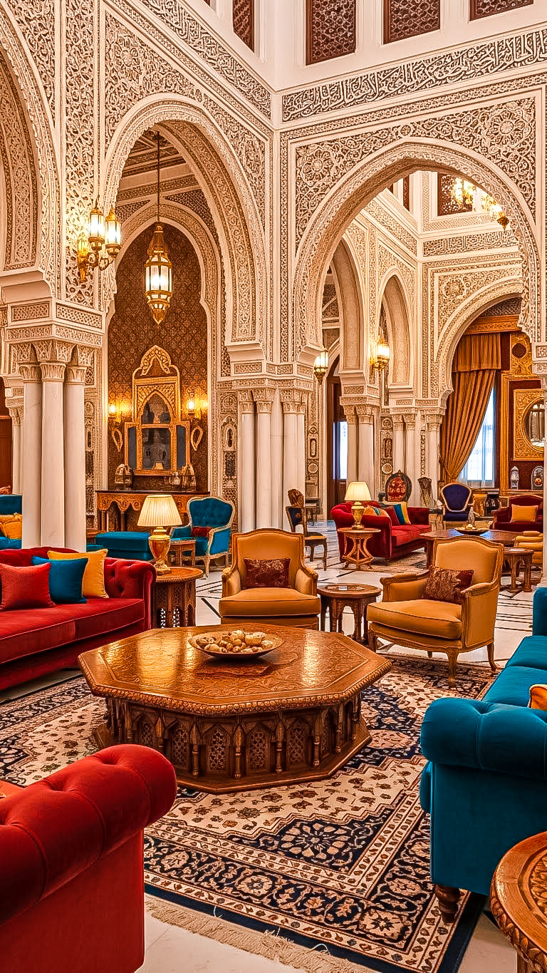 Salon hôtel style marocain coloré — TRA DIVE